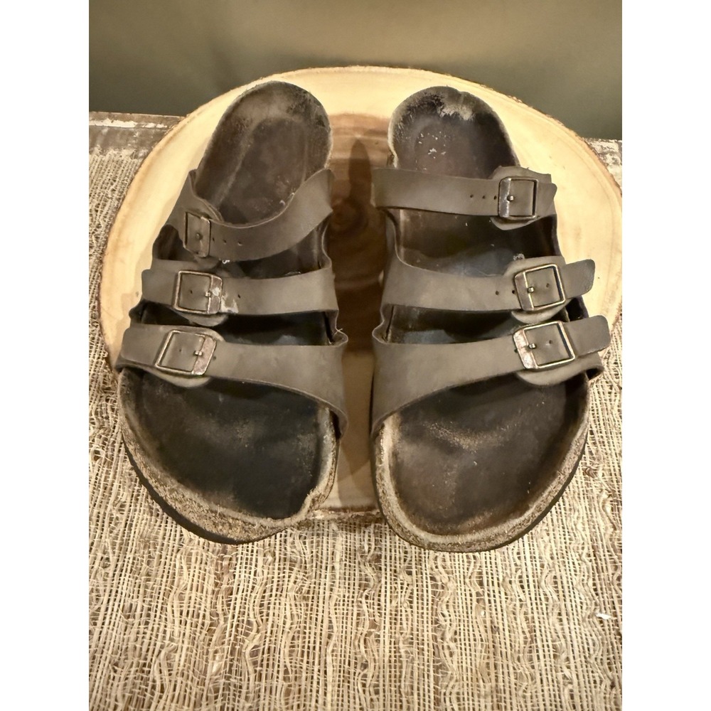 Birkenstock Florida Sandals Women's Sz- 10 Brown 3 Buckle Leather Slip‎ Shoes - Picture 7 of 11